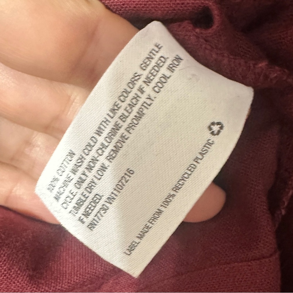 The Nines by HATCH 3/4 Sleeve Button-Front‎ Maternity Jumpsuit Wine Red Sz Small - Picture 12 of 12